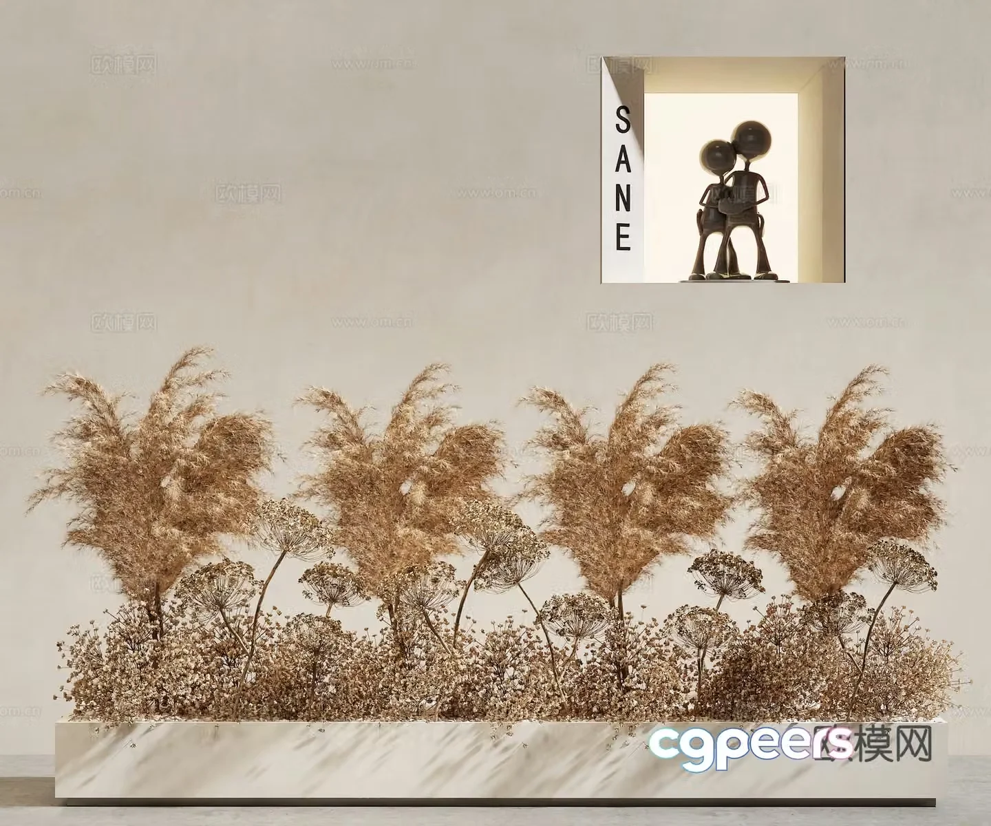plant pile reed wheat flower box hay 3d model