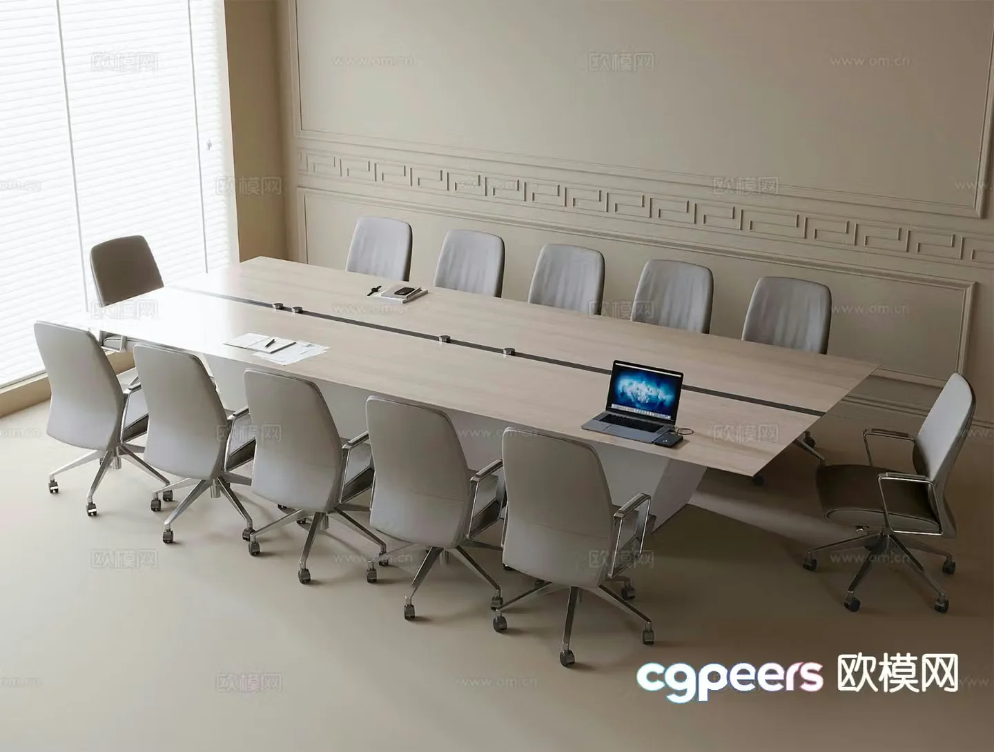 Modern conference table and chairs 3d model