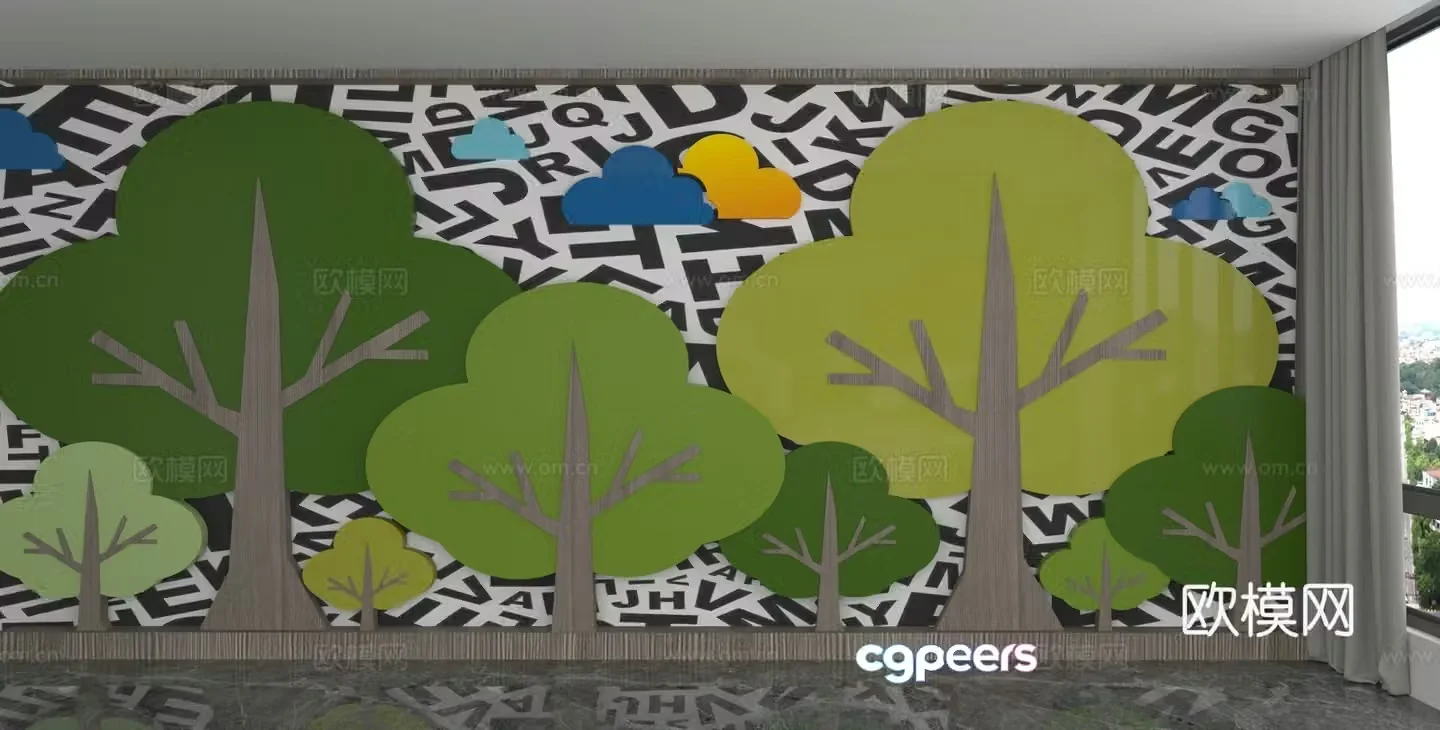 Modern background wall 3d model