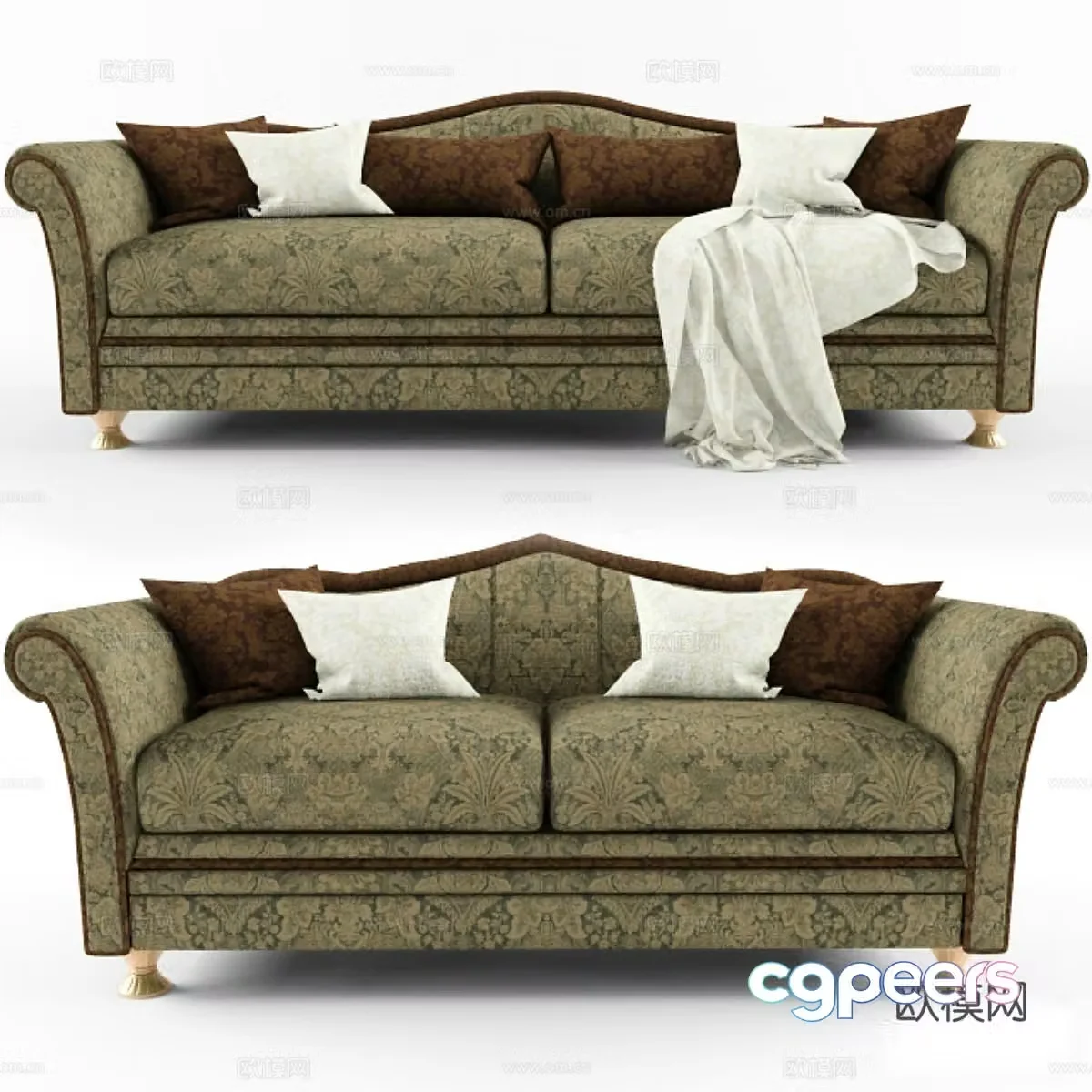 Three-person sofa 3d model