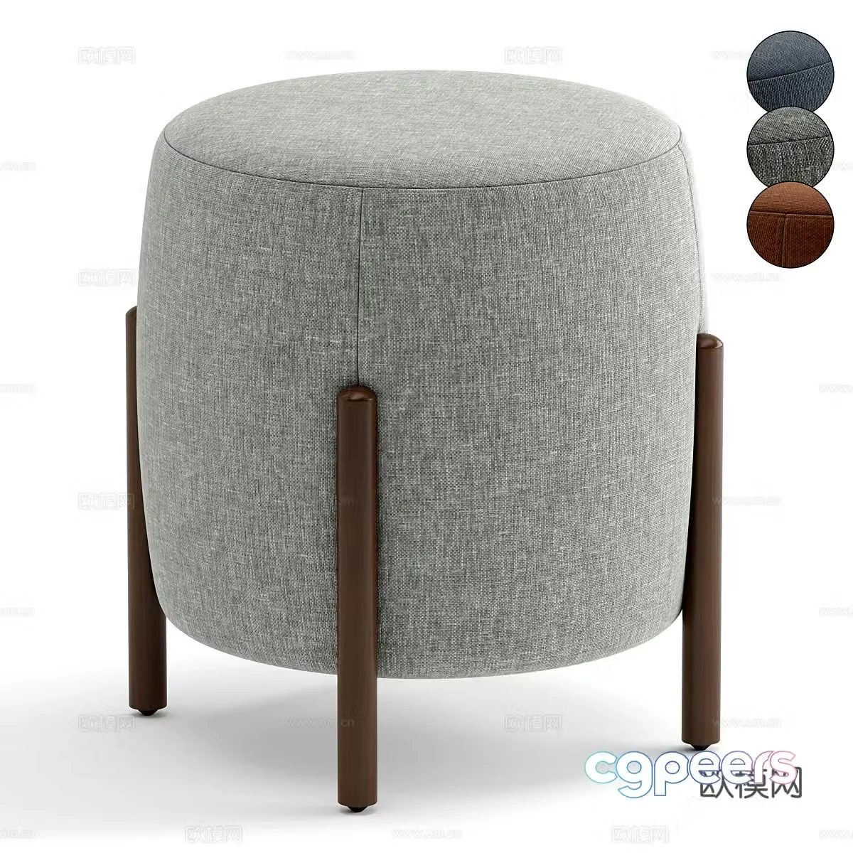 Fabric sofa stool medieval sofa stool round stool low stool fabric dressing stool footstool shoe change 3D model