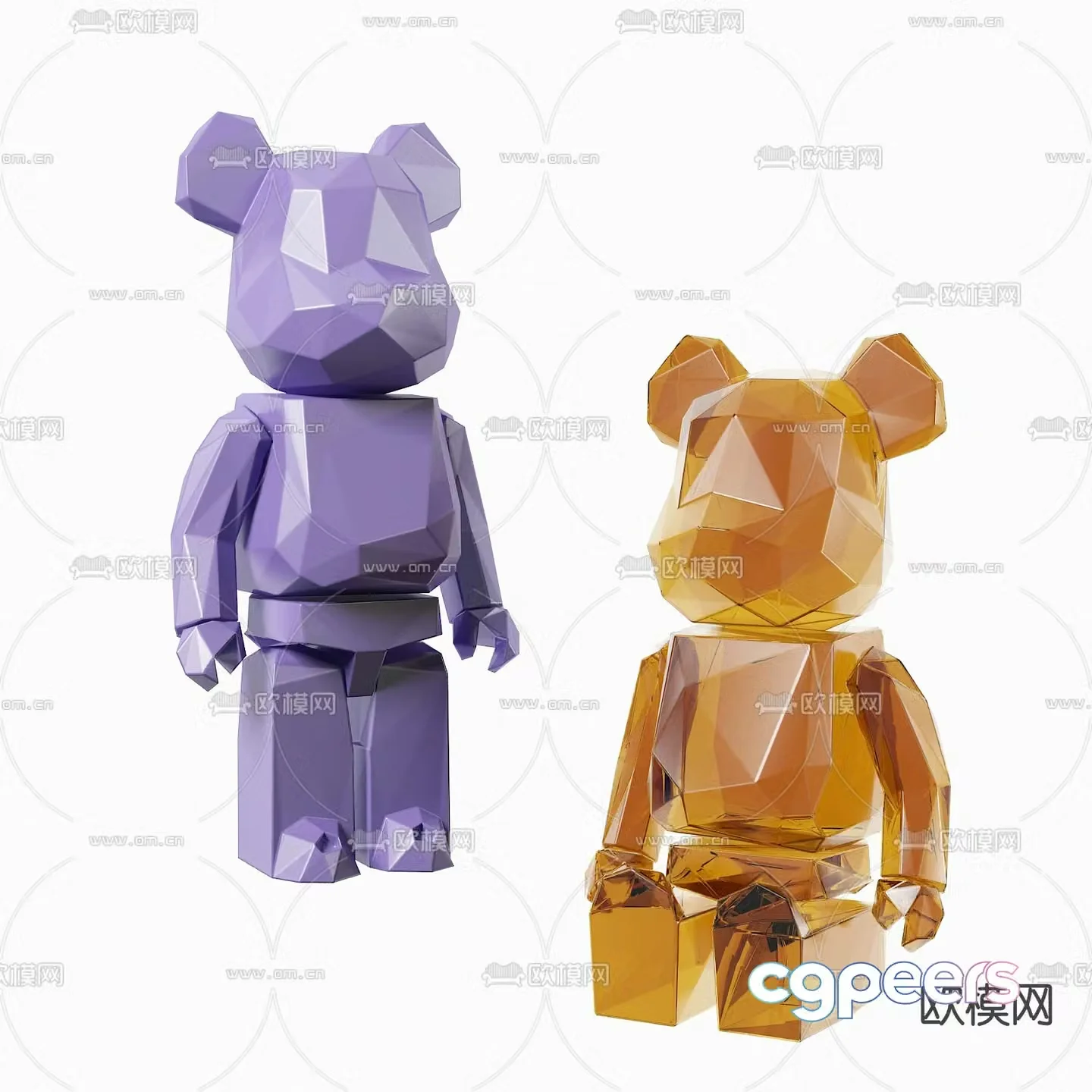 Modern acrylic geometric violent bear toy 3d model