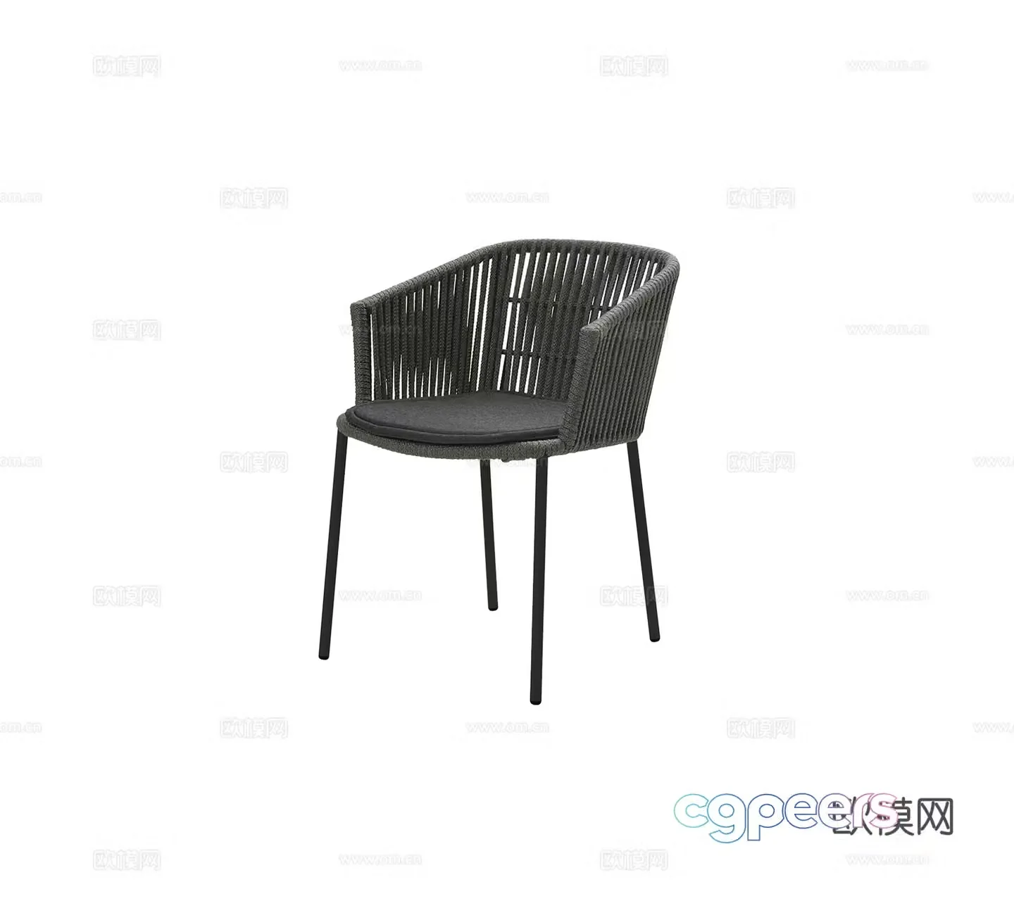 Modern French courtyard garden terrace home decoration dining chair fabric metal single chair 3d model