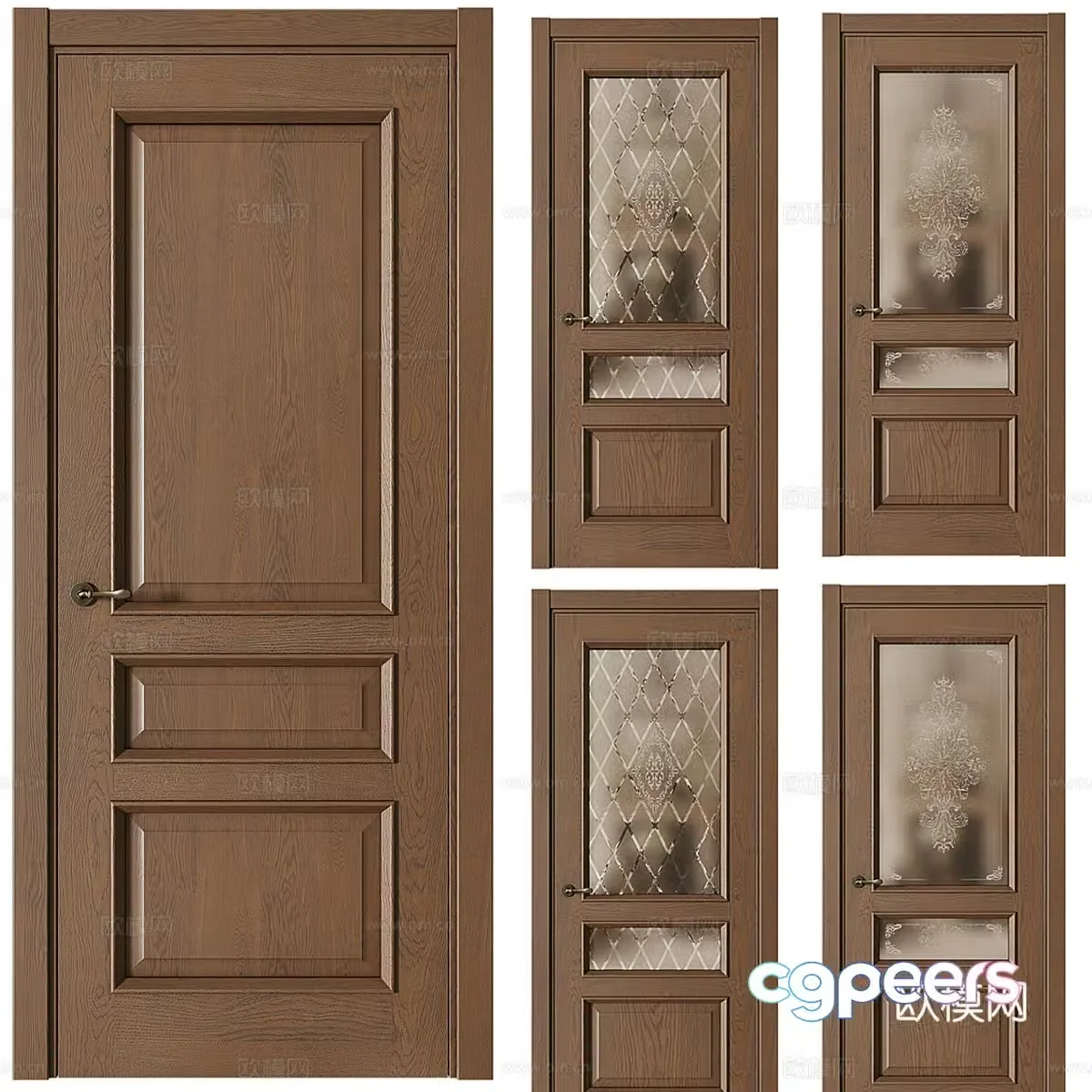 American simple room door entrance door bedroom door single-open door room door glass door sanitary 3D model