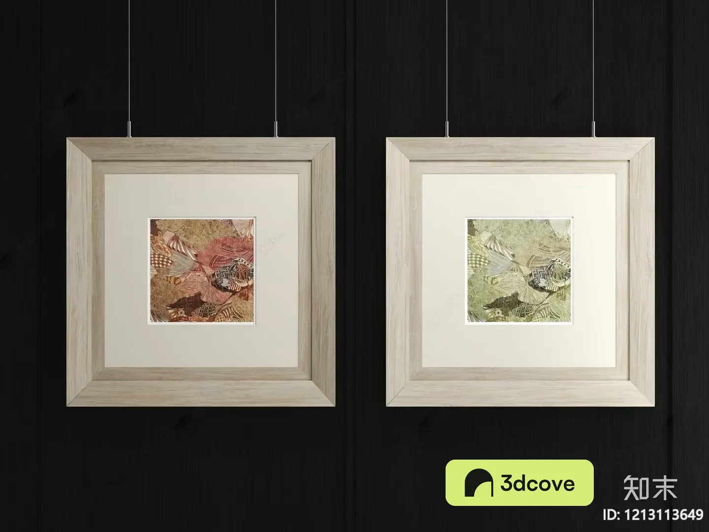 Two Square Picture Frames With A Light Wood Finish