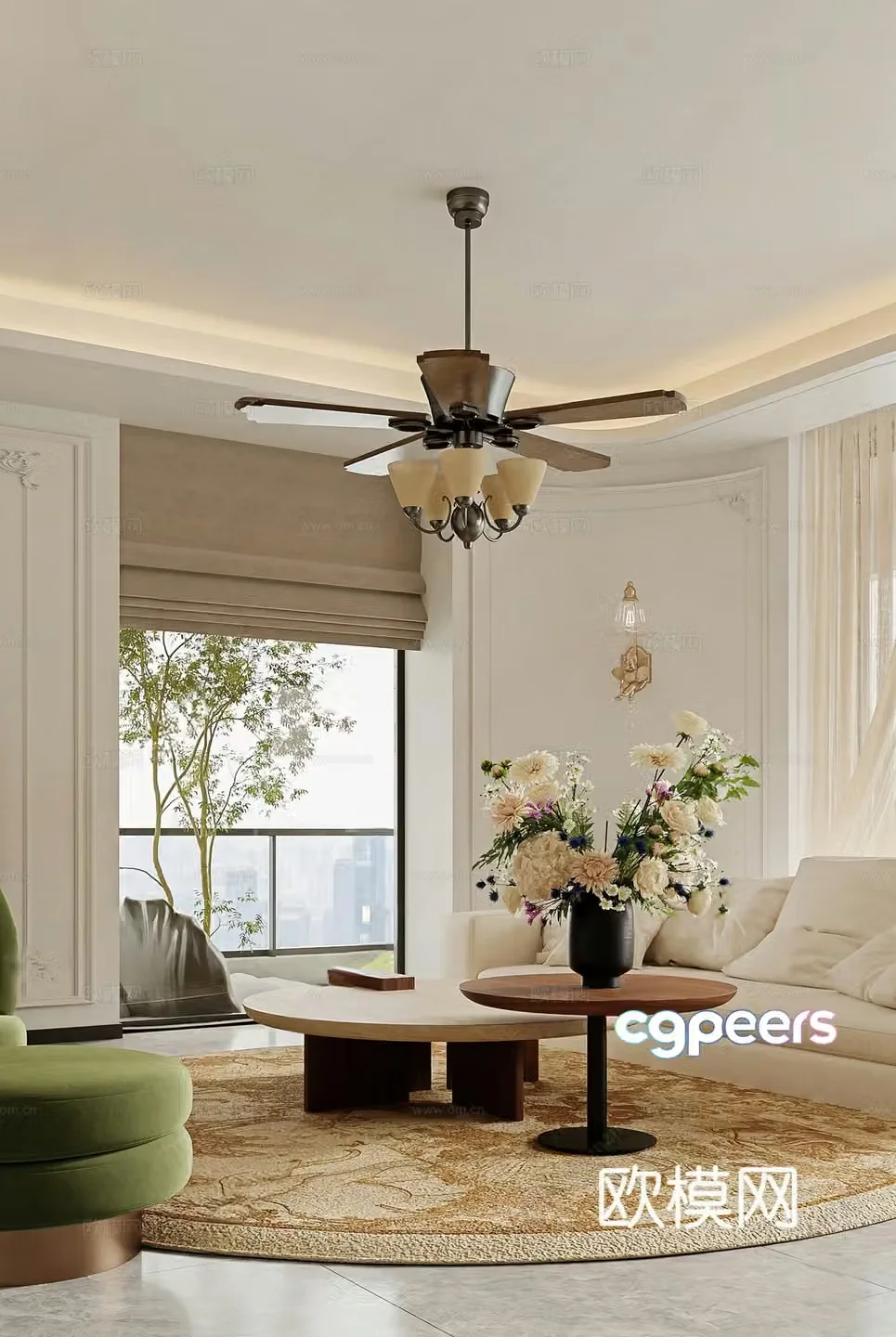 American living and dining room 3D model