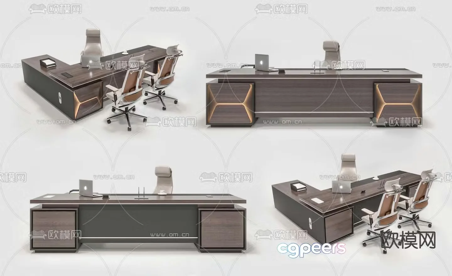 Modern office desk desk 3d model