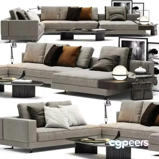 3ds Max Free – Minotti White Sofa