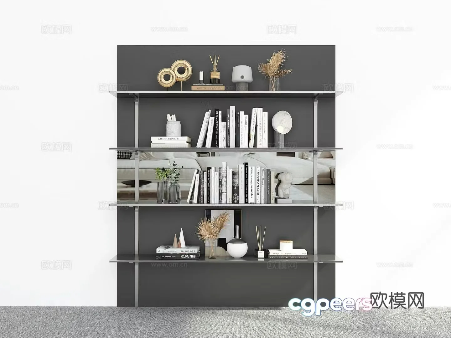 Modern bookshelf wall mounted bookshelf 3d model