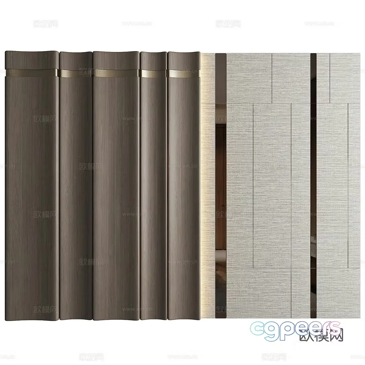 New Chinese style light luxury background wall 3D model