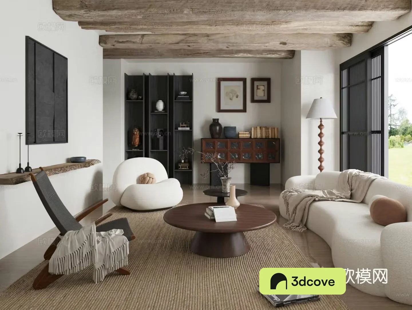Medium-old home living room Medium-old home living room Sofa coffee table combination Ward cabinet Mother and child coffee table 3D model