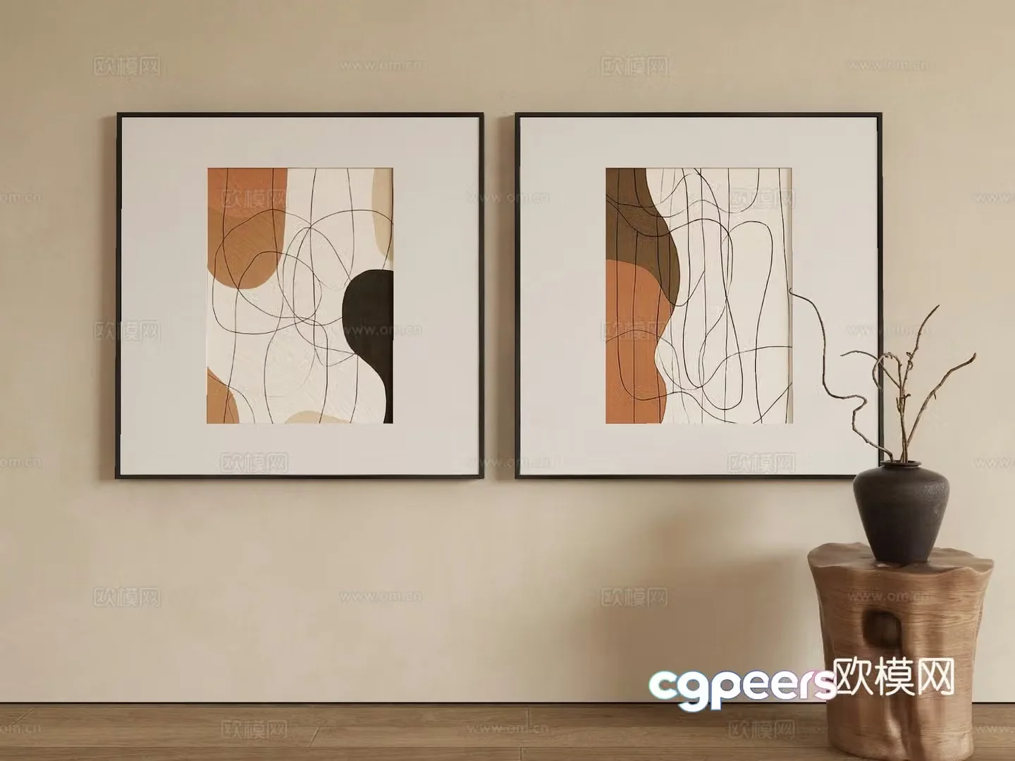 Modern decorative painting abstract hanging painting 3d model