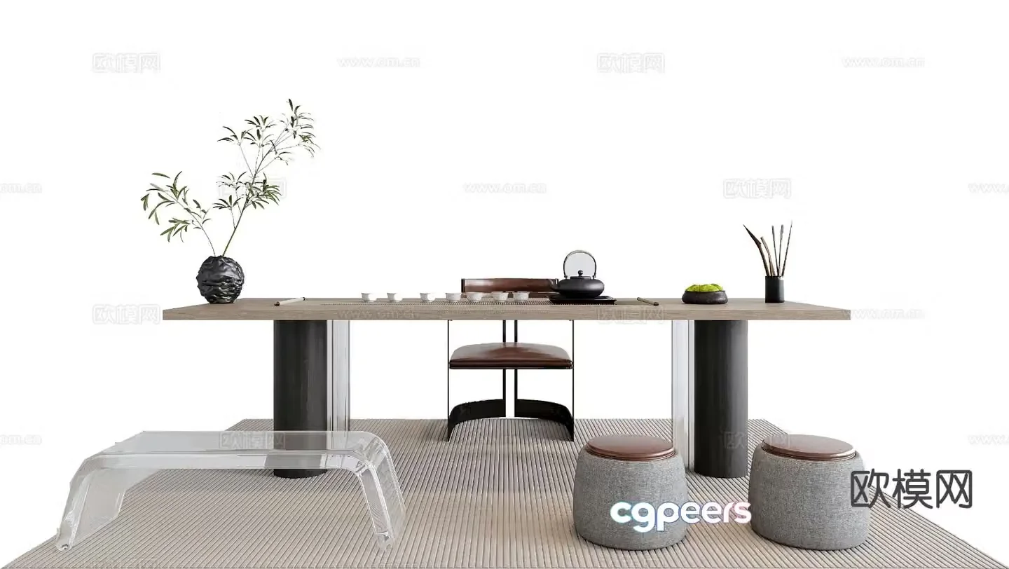 New Chinese style tea table tea table 3d model