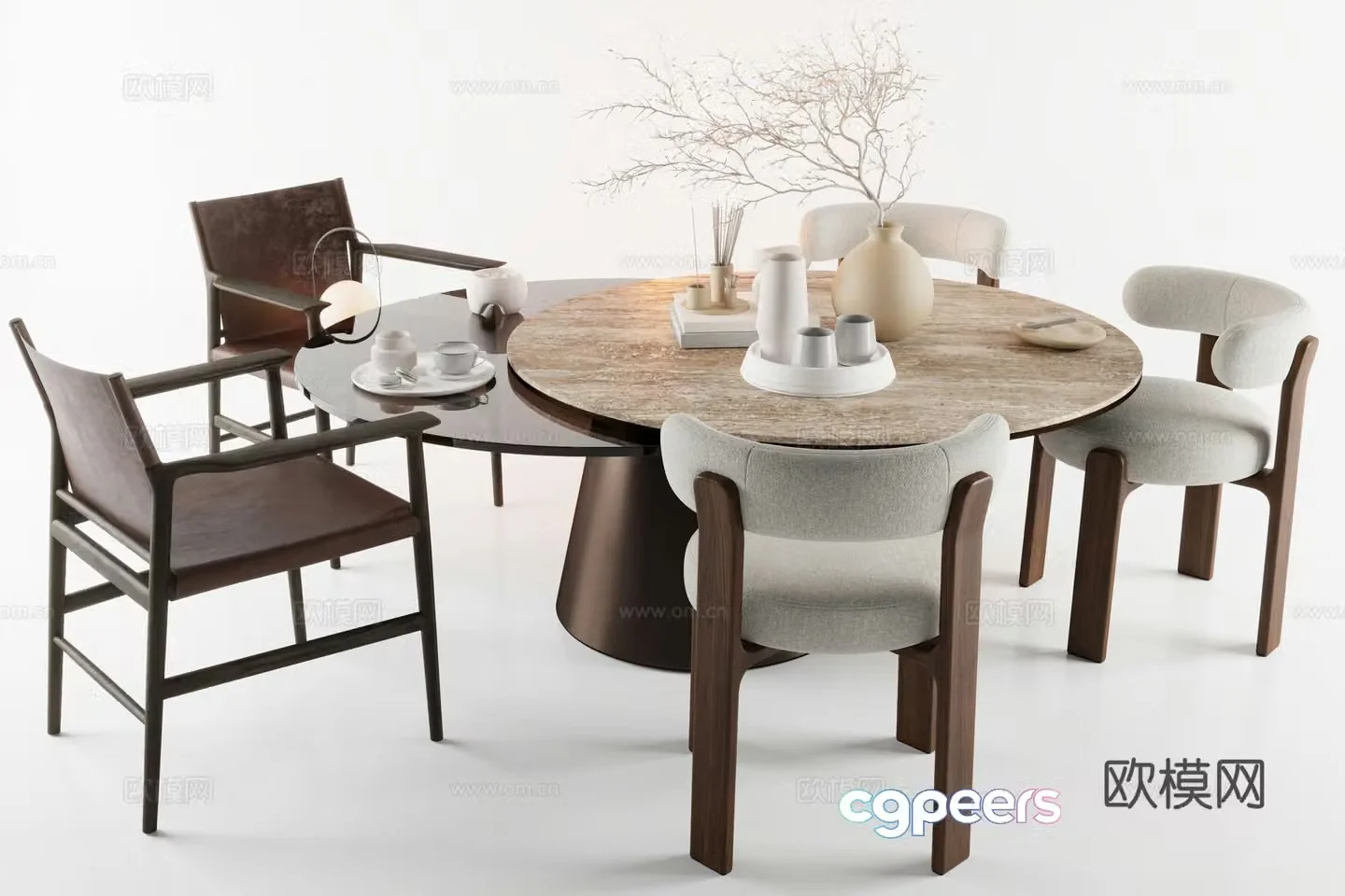Dining table Dining chair Restaurant Carpet 3d model