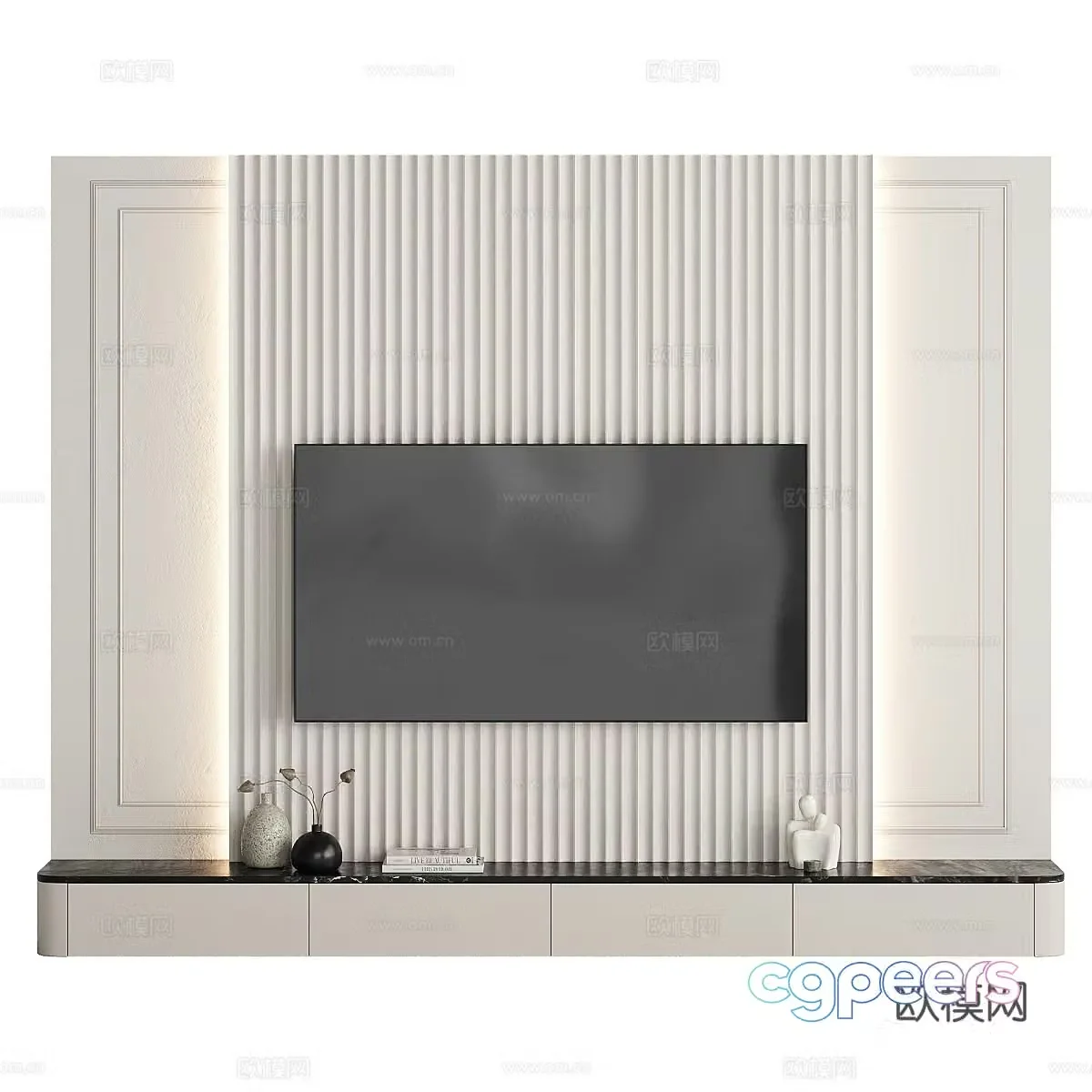 Modern TV background wall 3d model