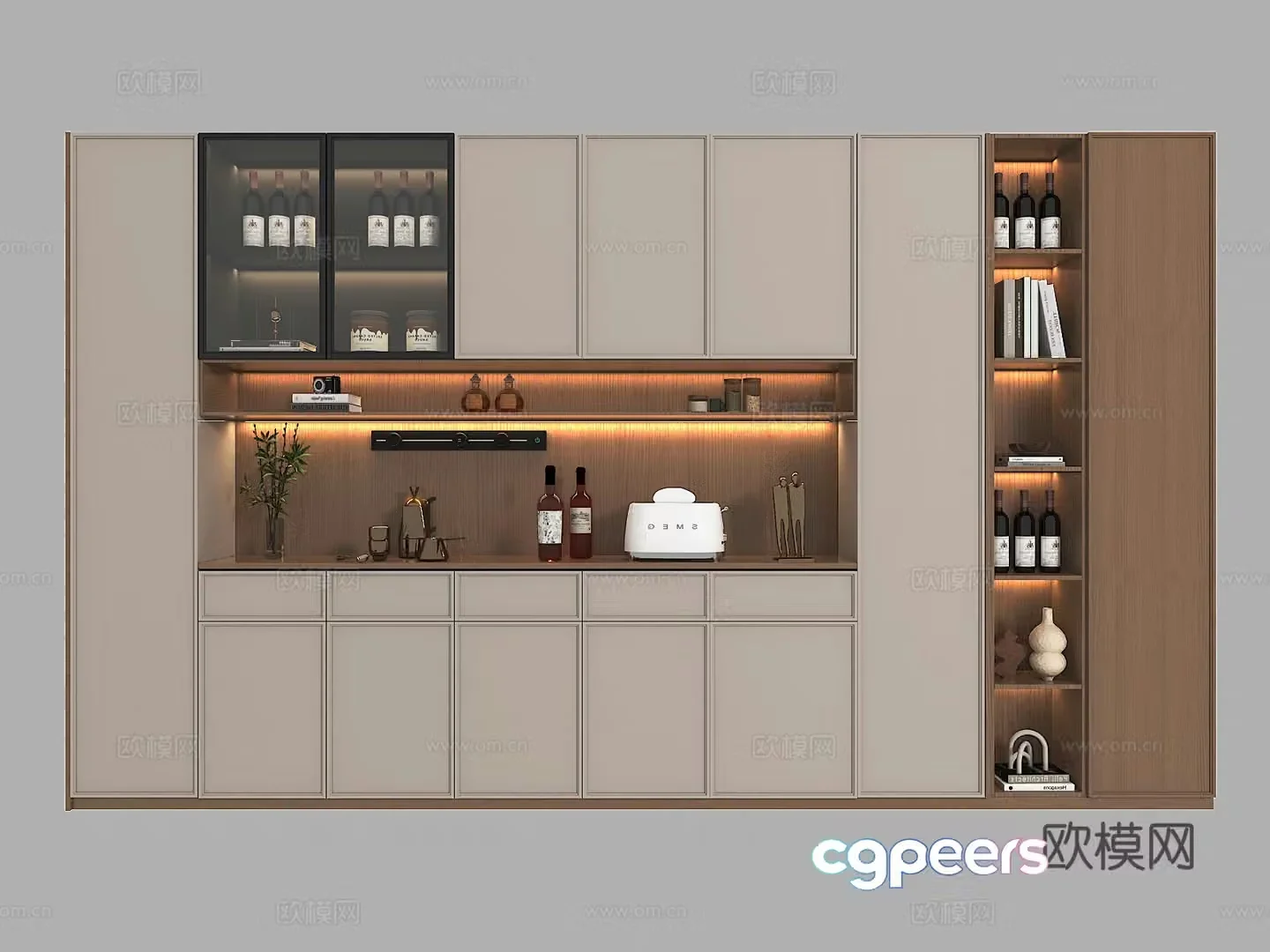 Medieval style wine cabinet and sideboard 3D model
