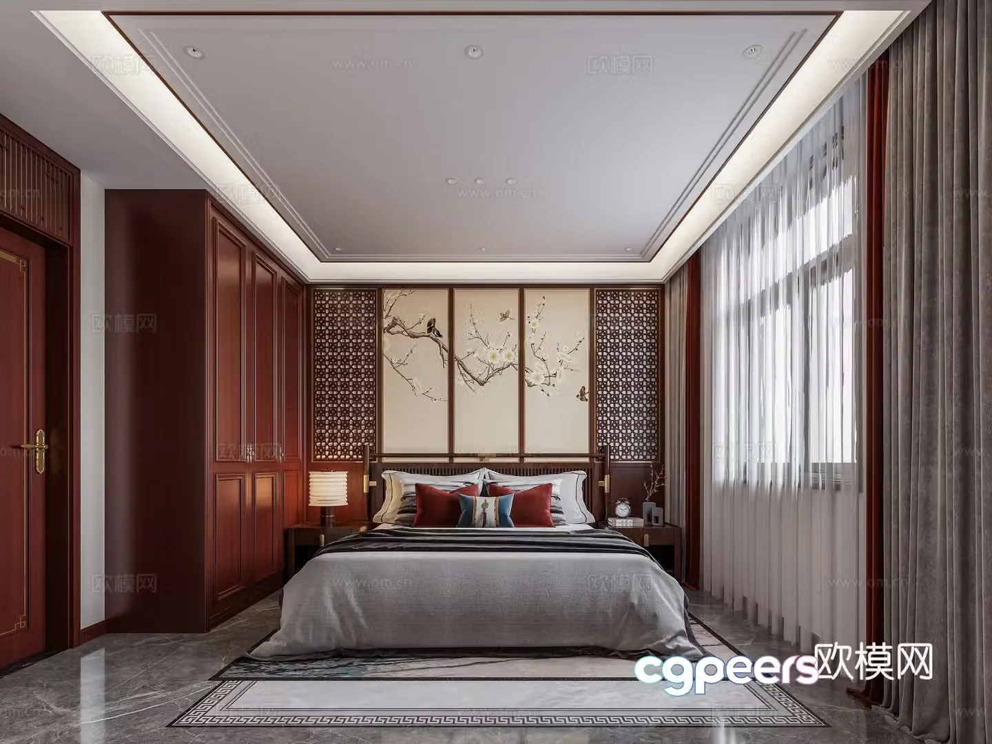 Chinese style master bedroom 3D model