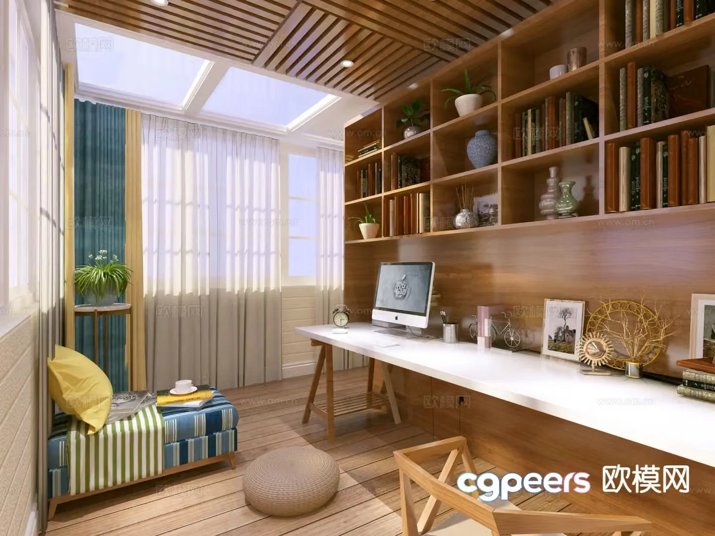 English pastoral study leisure area glass room 3D model