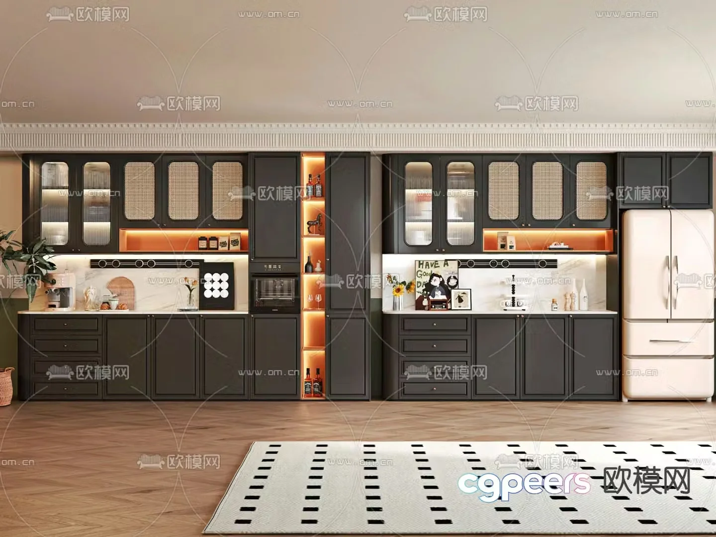 French wine cabinet sideboard 3d model