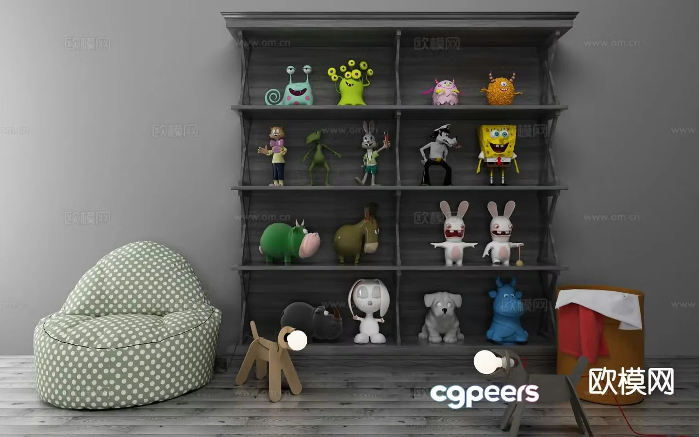 Modern children’s cabinet toy cabinet 3d model
