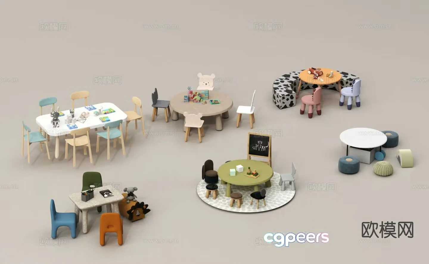 Children’s tables and chairs game tables and chairs toy table 3d model