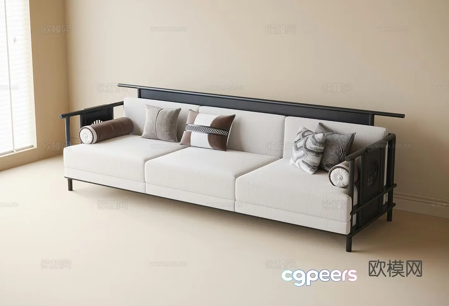 New Chinese three-person sofa 3D model