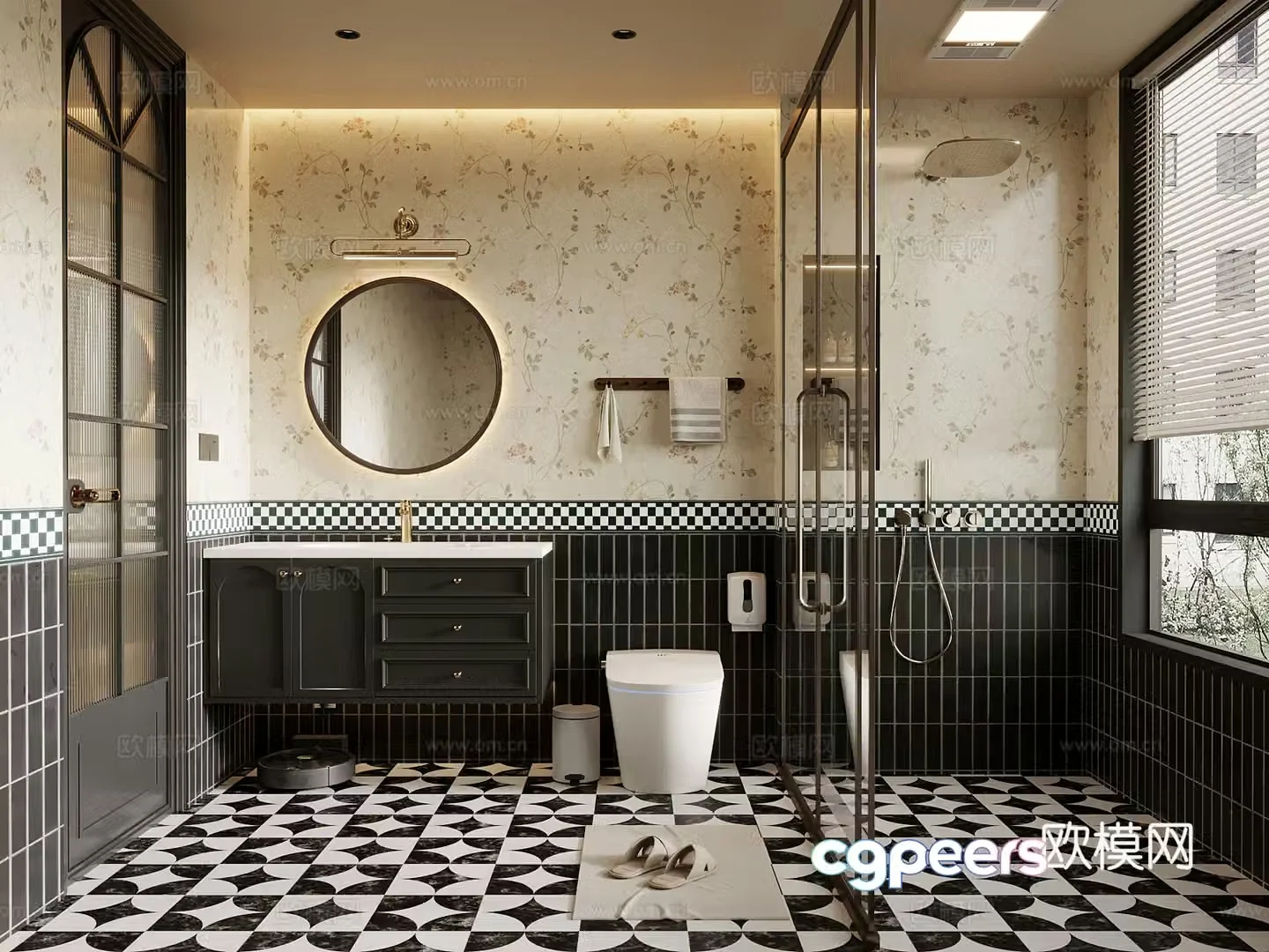 French bathroom bathroom cabinet toilet 3d model