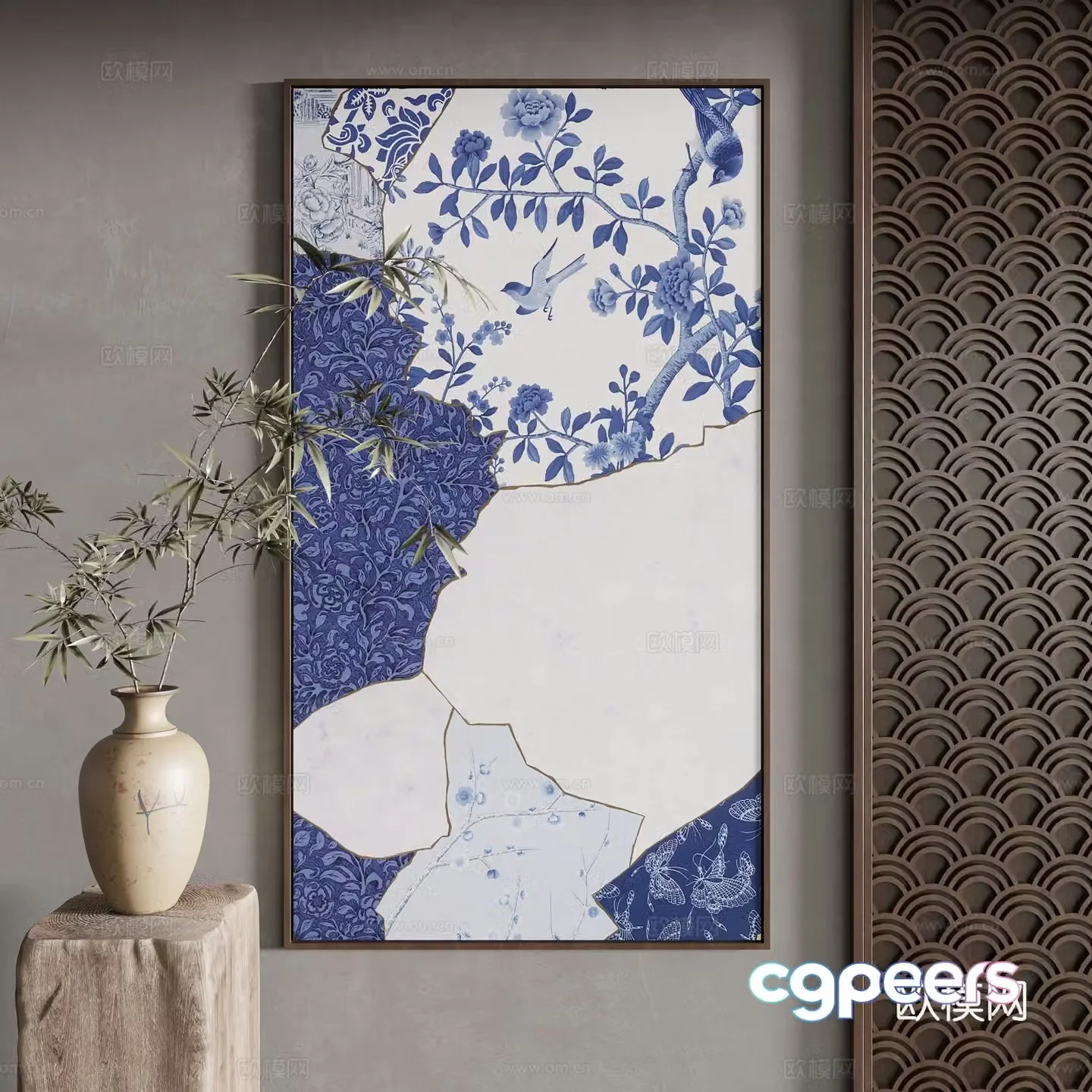 New Chinese style decorative painting 3D model