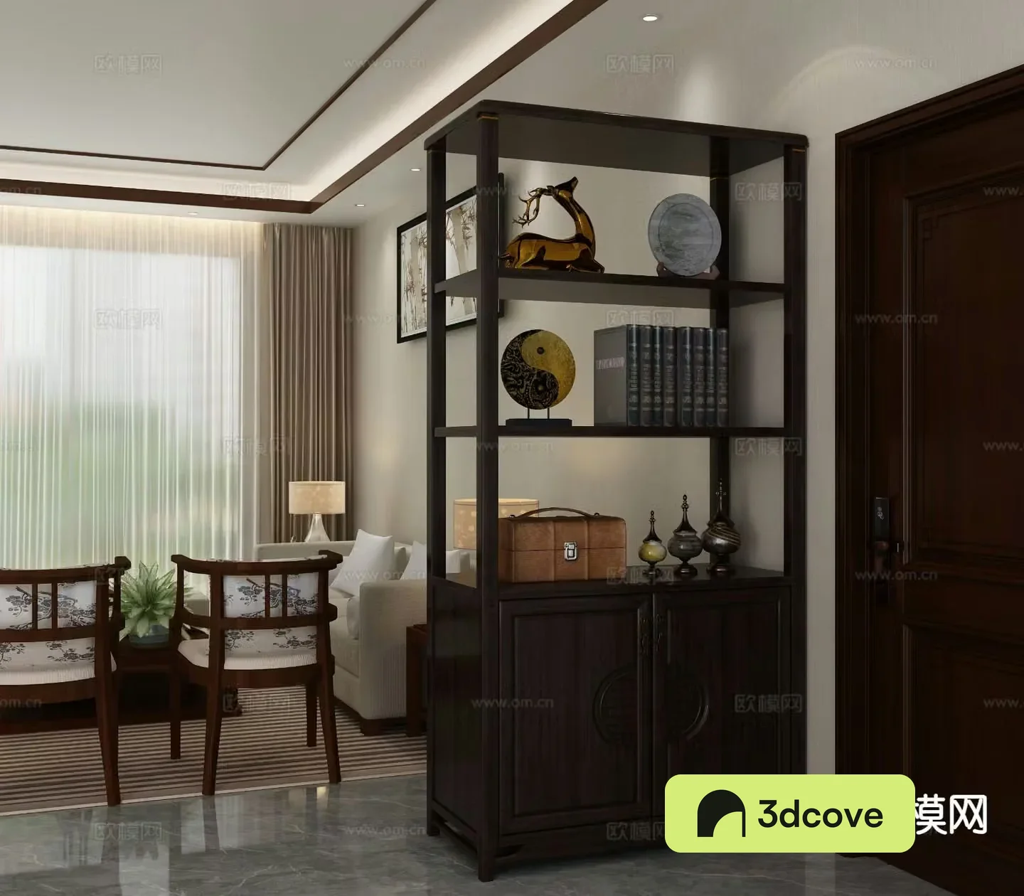 Chinese style entrance cabinet partition cabinet high cabinet