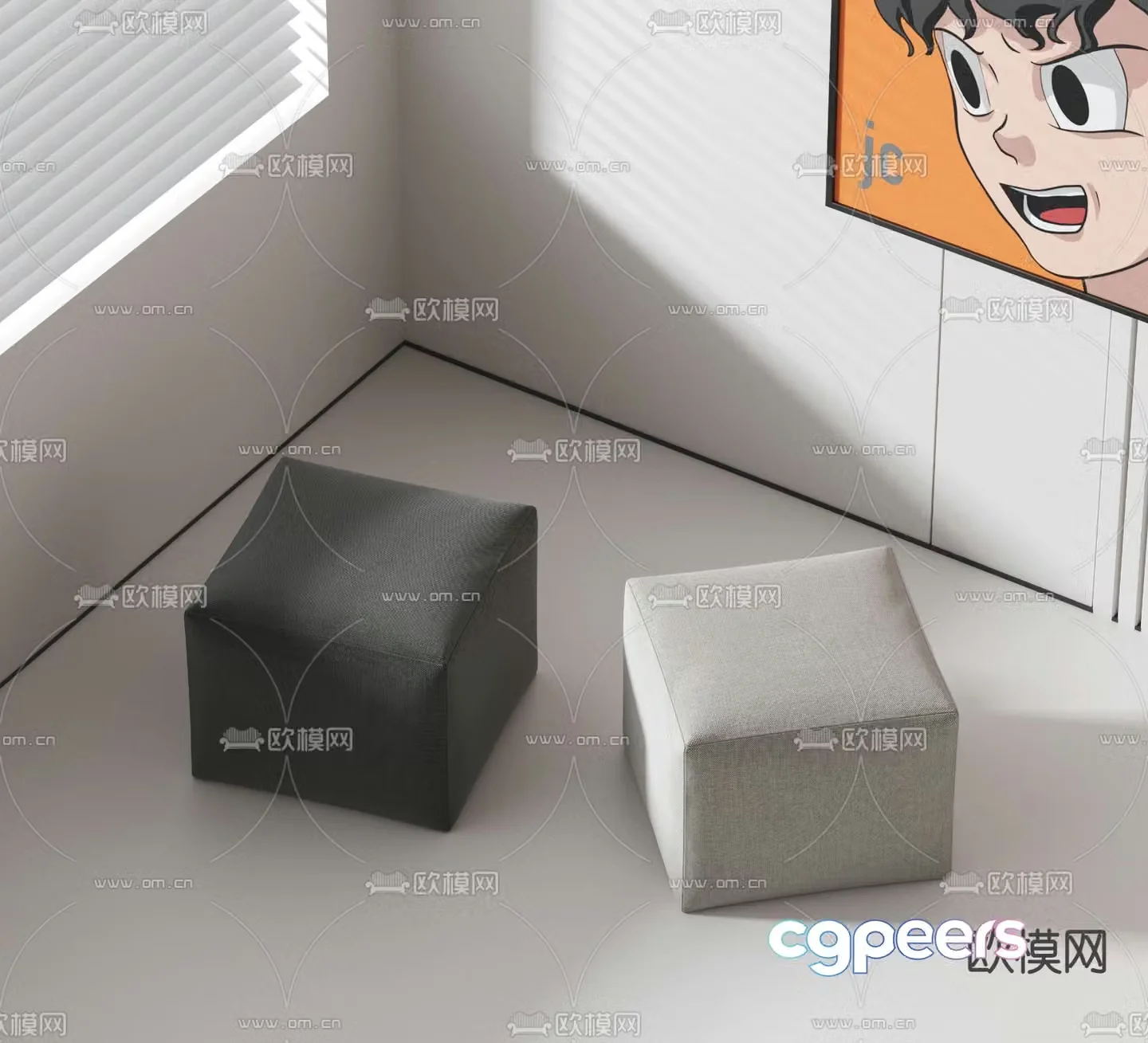 Stool Sofa Stool Low Stool Footrest 3d model