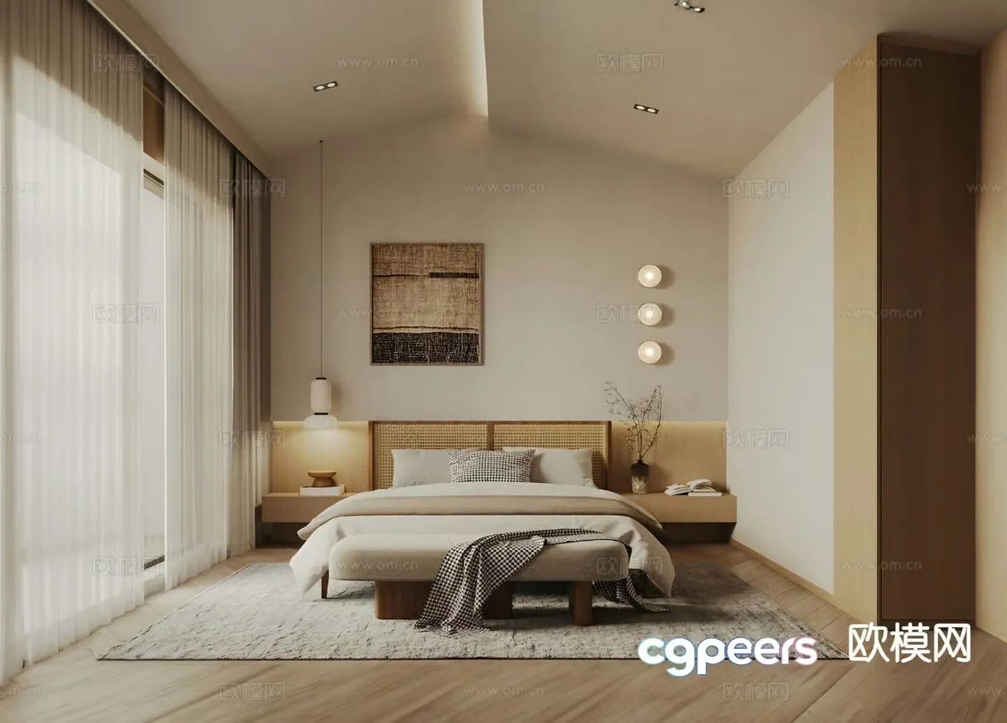 Wabi-sabi style bedroom master bedroom 3d model