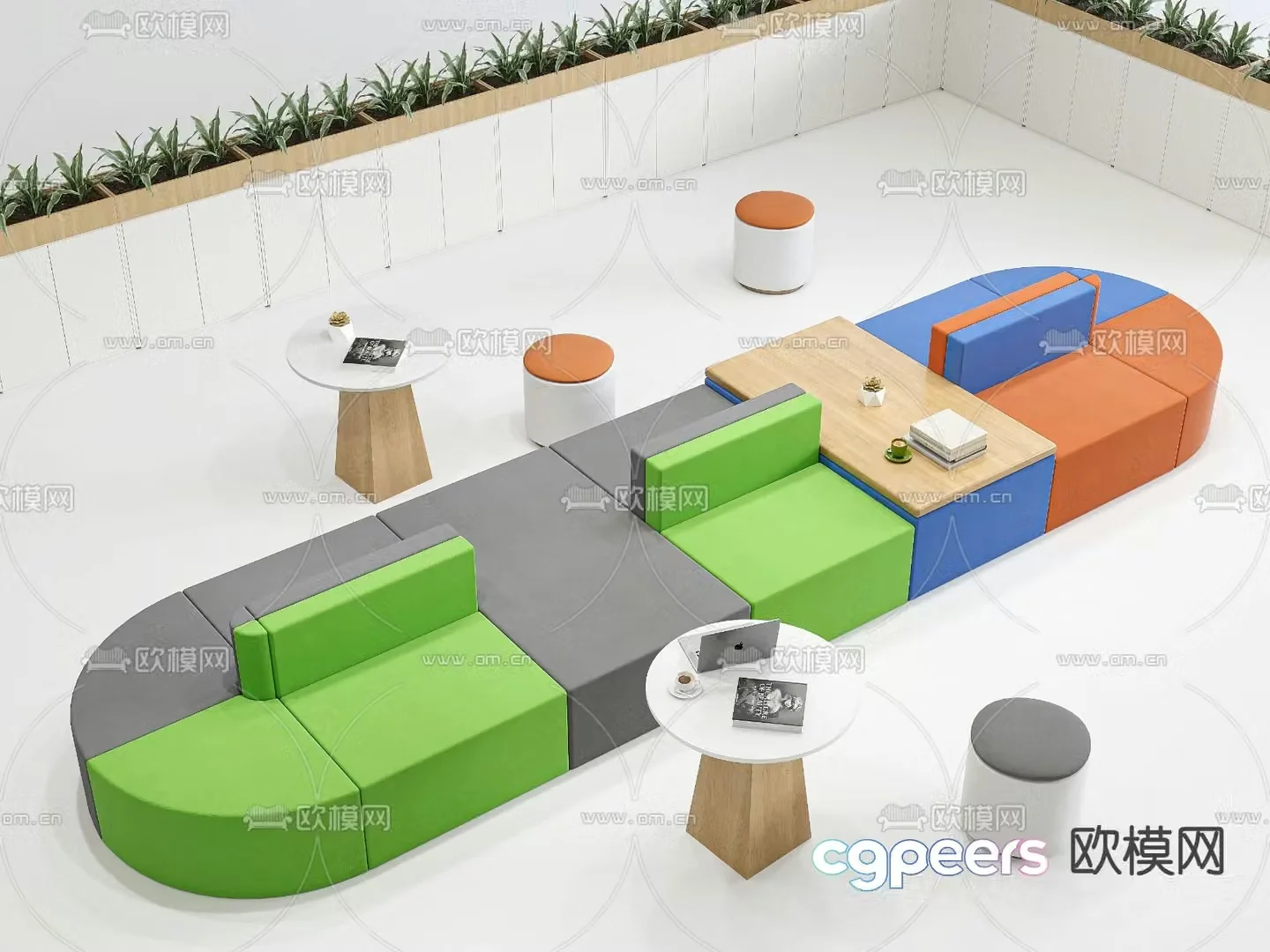 Office sofa lobby sofa public sofa 3d model