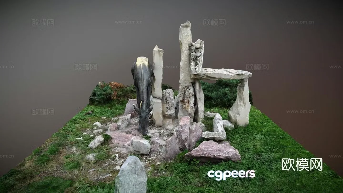 Rock antelope statue 3d model