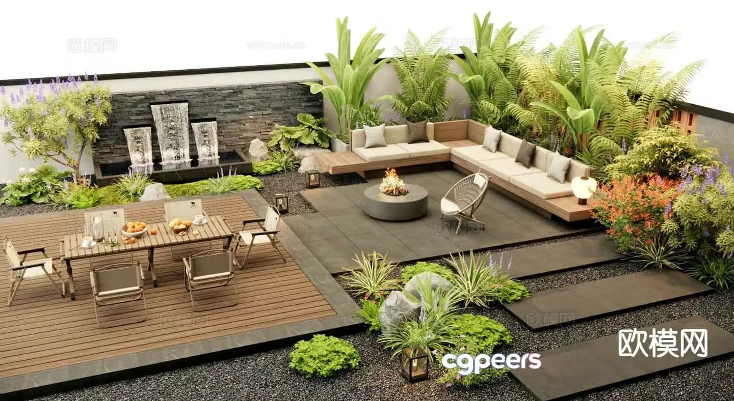 Modern outdoor sofa courtyard booth sofa 3d model