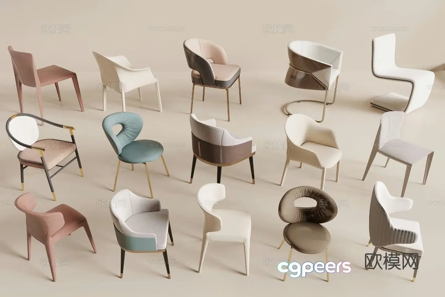 Modern chair dining chair 3d model