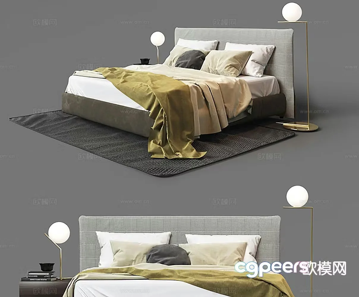 Italian double bed 3d model