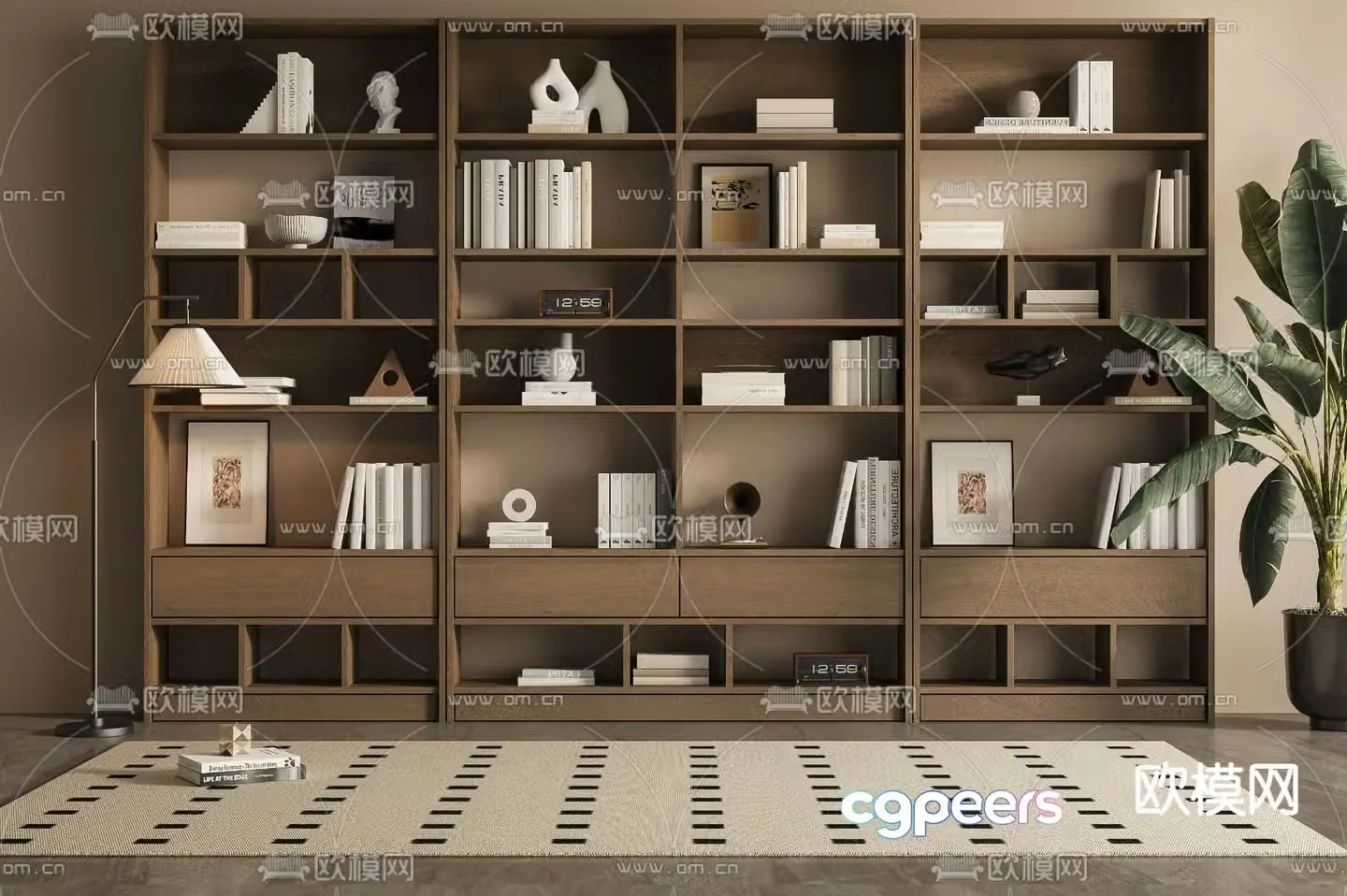 Medieval style bookcase bookshelf 3d model