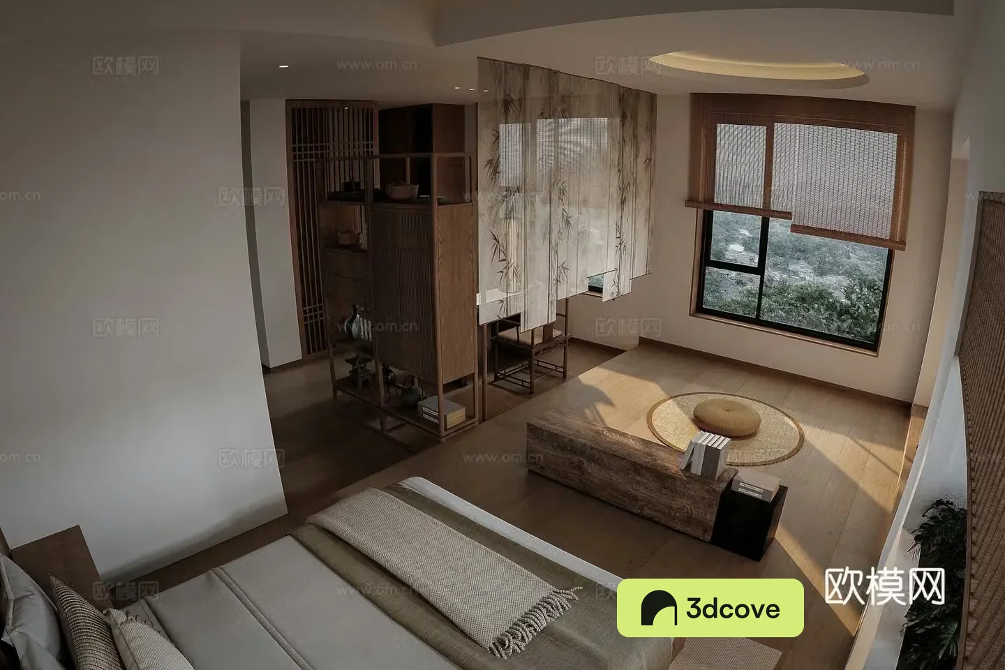New Chinese style Zen bedroom temple bedroom
