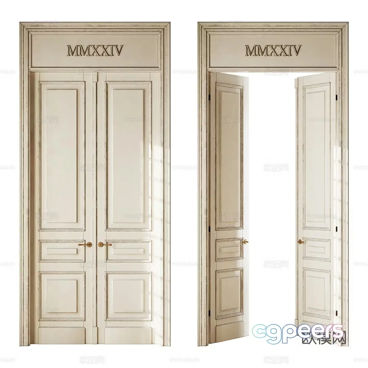 French classic double door 3D model