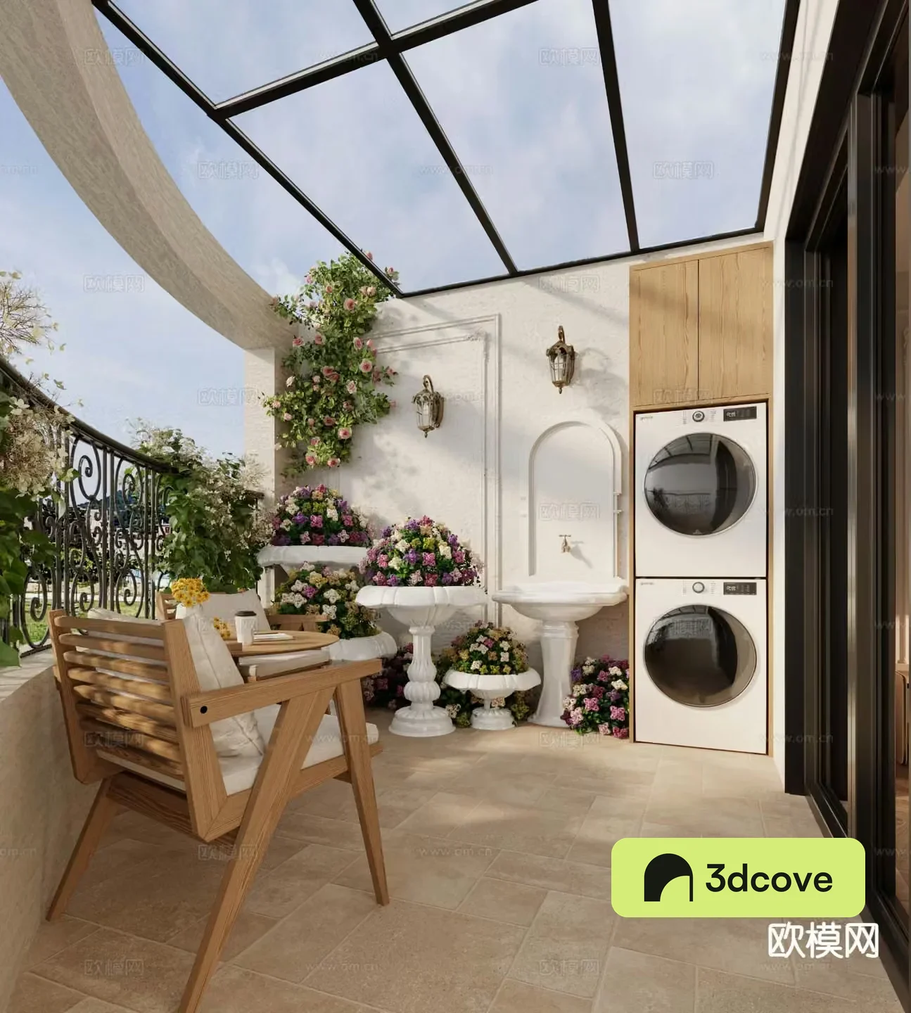 French casual balcony garden