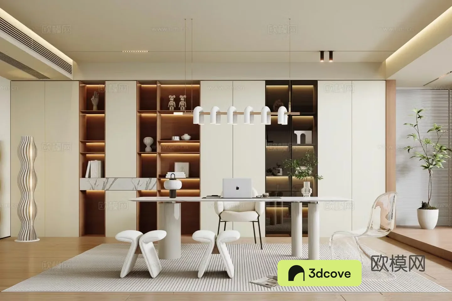 Modern Cream Study Villa Study