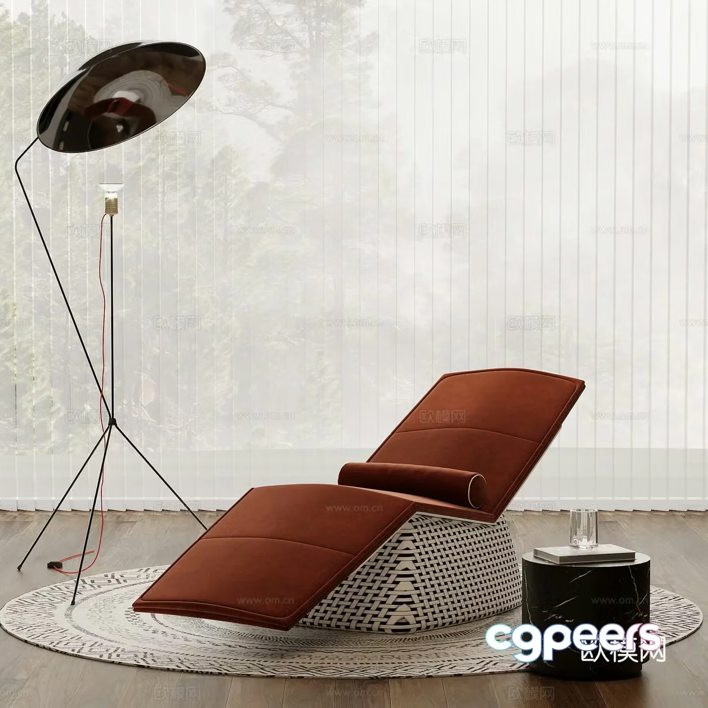 Recliner modern simple recliner leisure chair side chair floor lamp 3d model