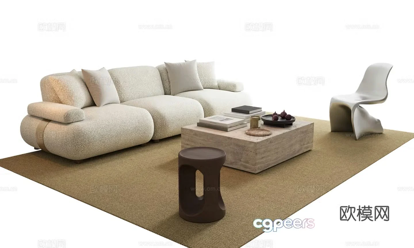 Modern Italian sofa coffee table combination 3D model