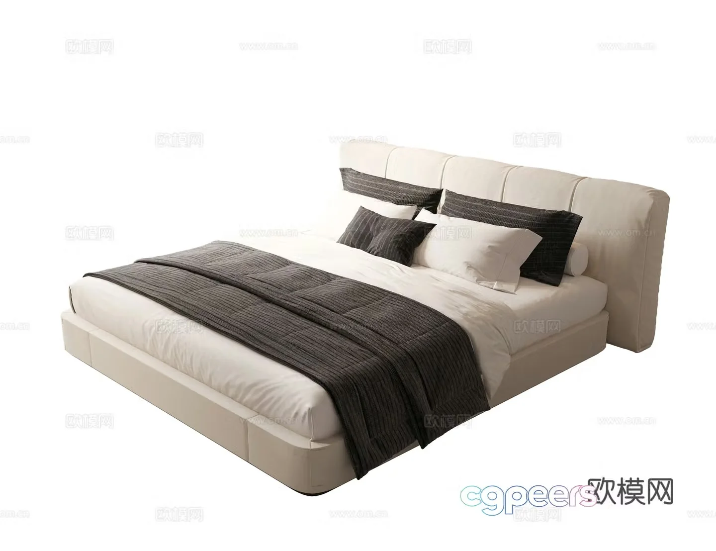 Modern fabric double bed 3d model