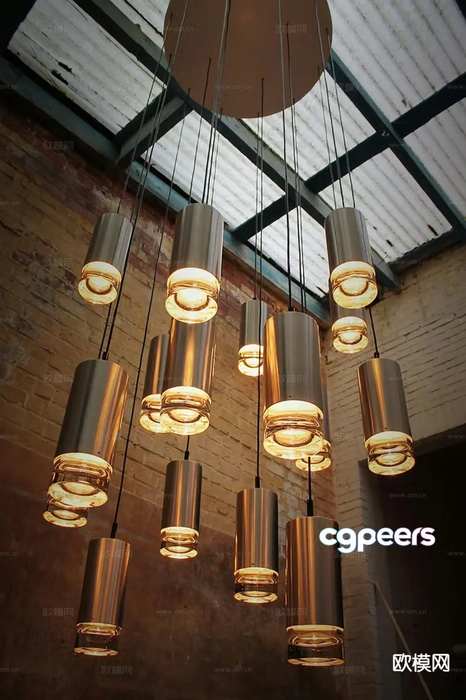 Modern art chandelier round tube chandelier 3d model
