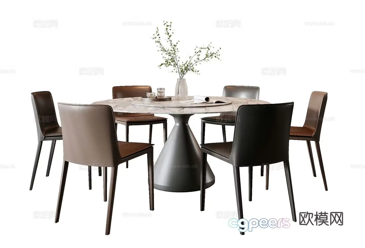 Italian dining table and chairs 3d model