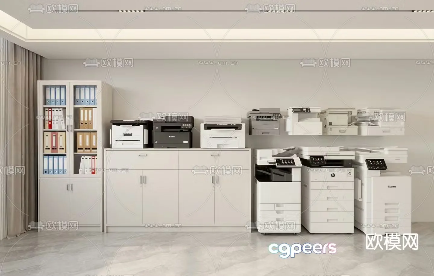 Copier printer file cabinet 3d model