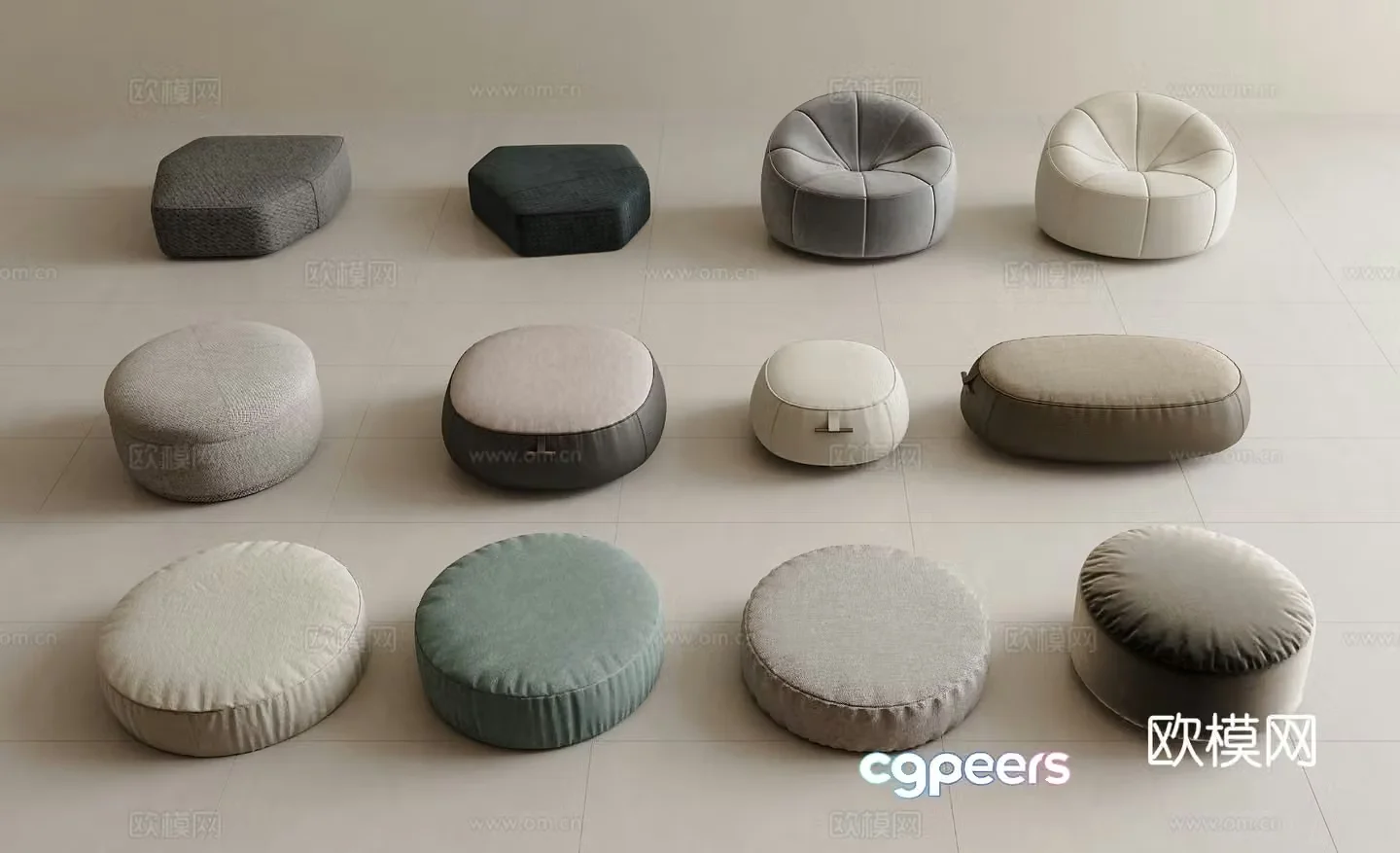 Tatami mat seat cushion round cushion bay window mat futon 3d model