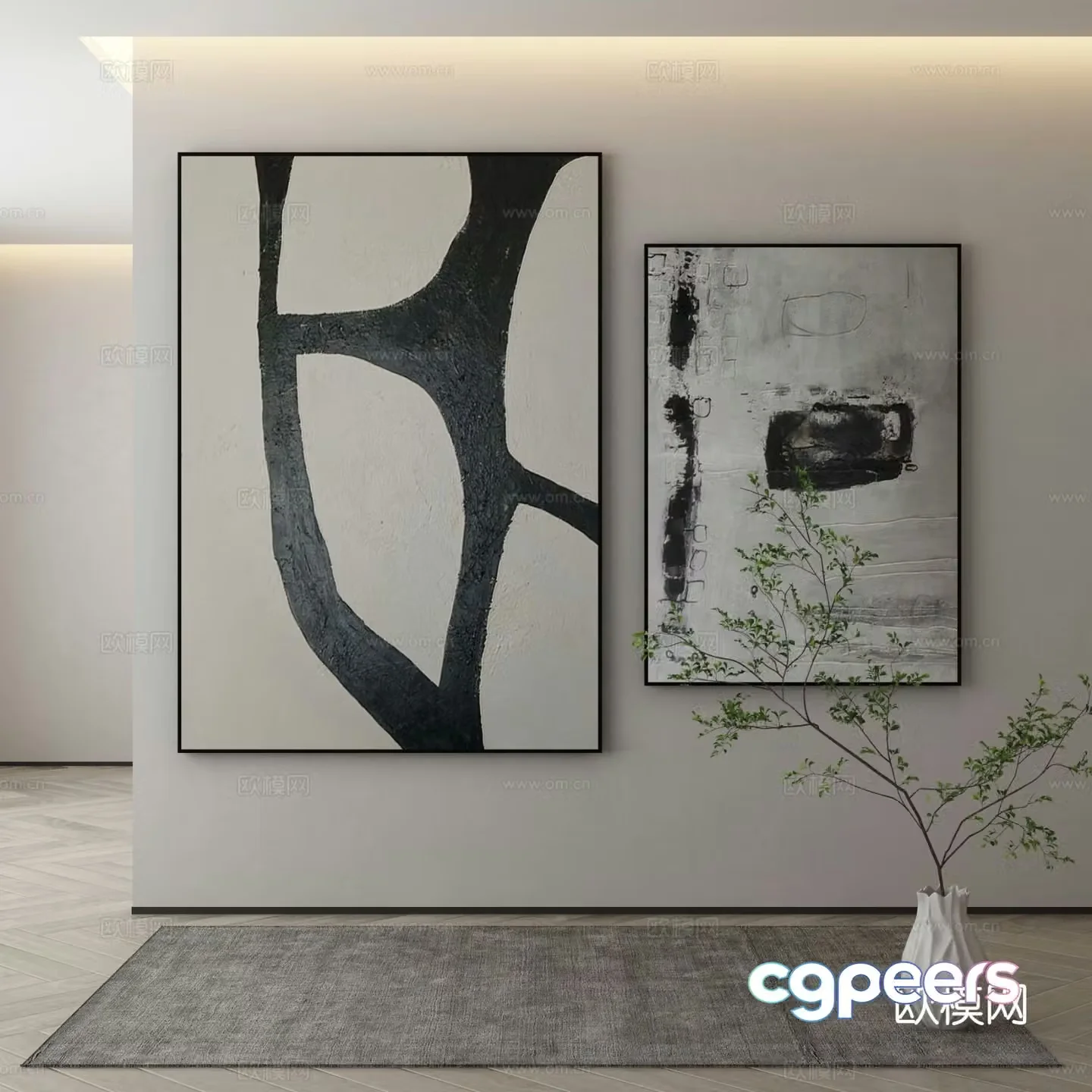 Modern decorative painting abstract painting art painting 3d model
