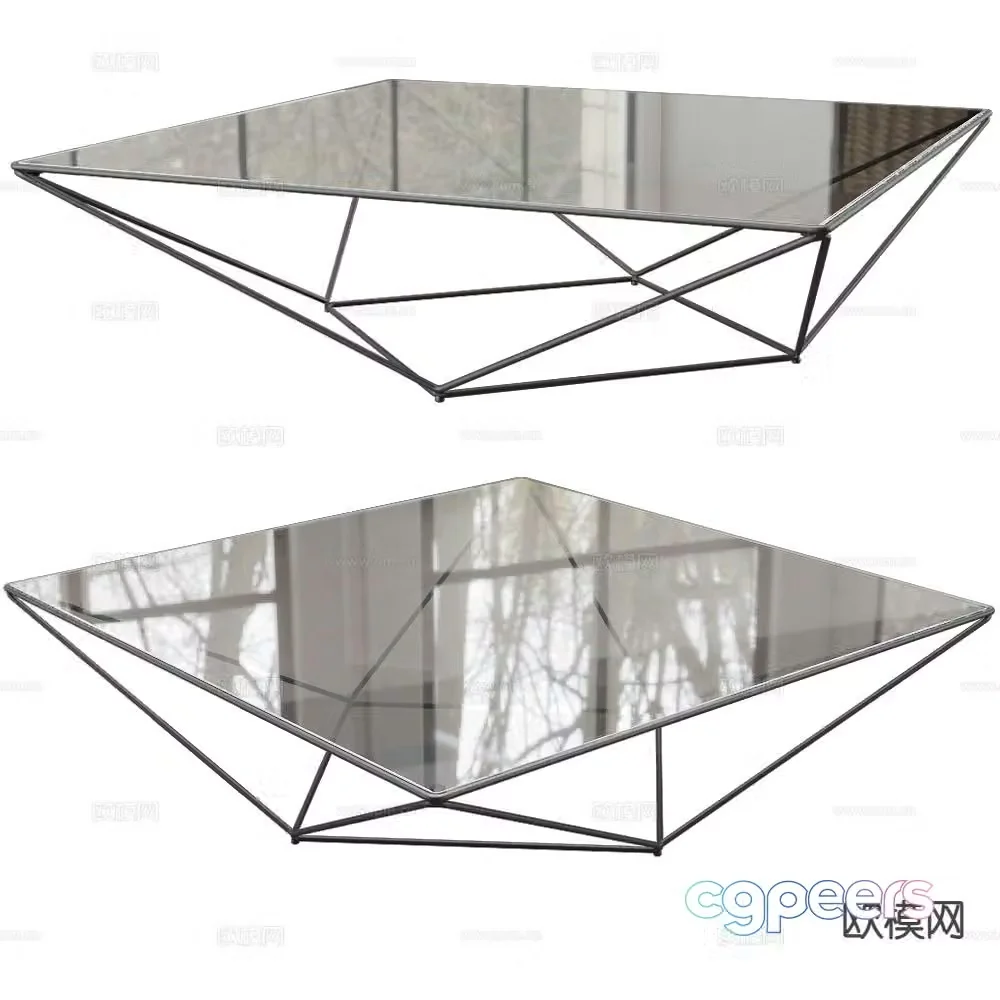 Prostoria square coffee table glass coffee table 3d model